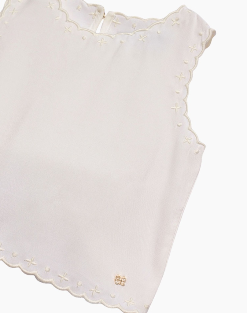 ABEL & LULA I Mouwloze Top Geborduurde Afwerking