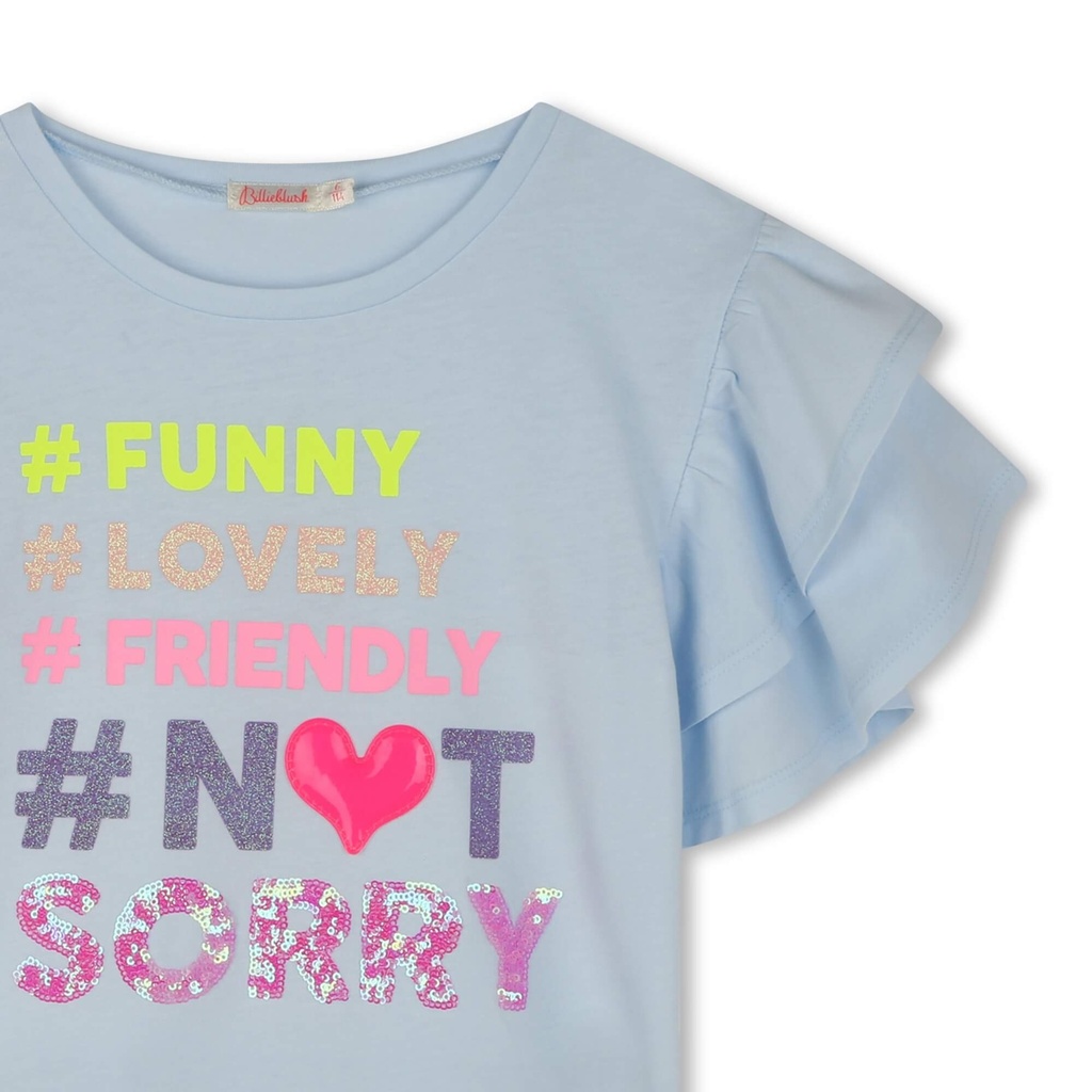 Billieblush I Lichtblauwe T-shirt Hashtag