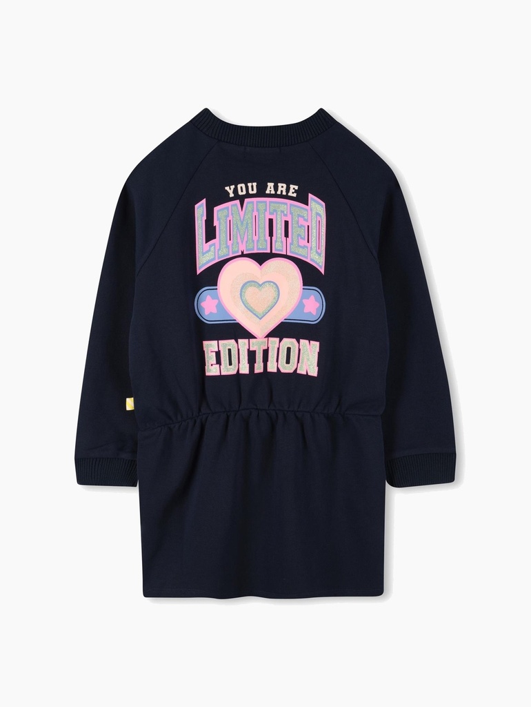 BILLIEBLUSH I Donkerblauwe Jurk met Hartprint