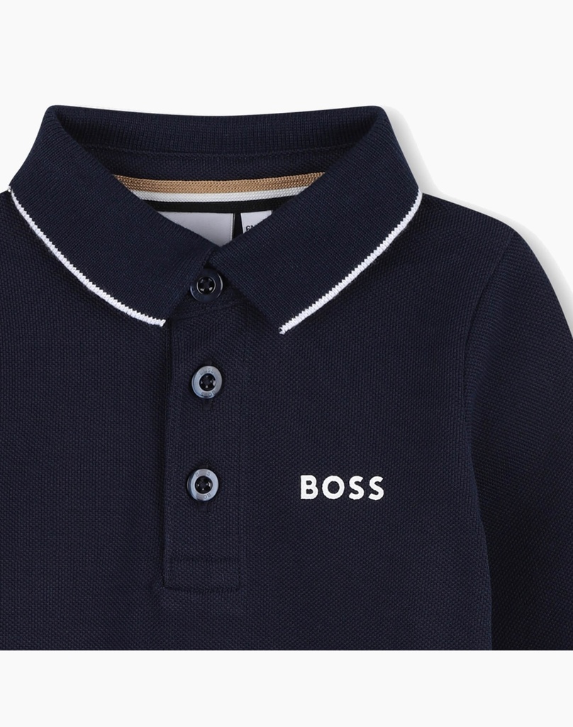 BOSS I Donkerblauwe Polo Met Lange Mouwen