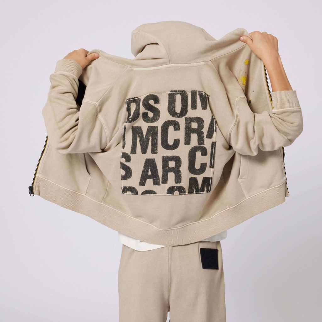 MARC JACOBS I Beige Hoodie Met Rits En Print