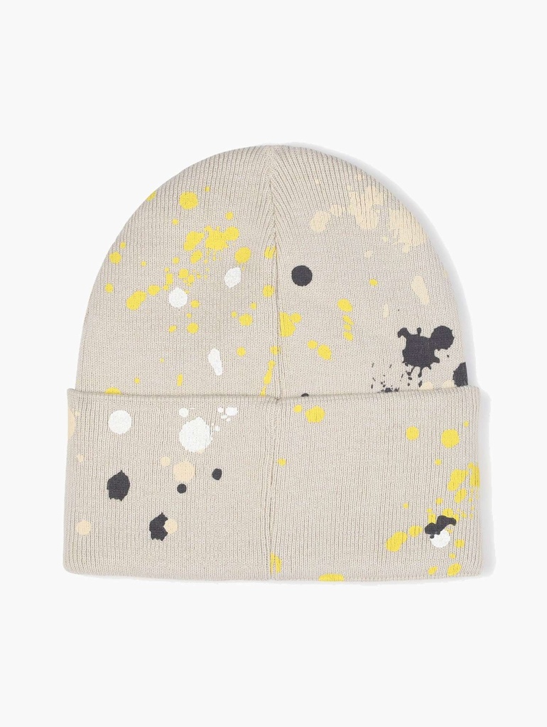 MARC JACOBS I Beige Gebreide Muts Met Verfspatten
