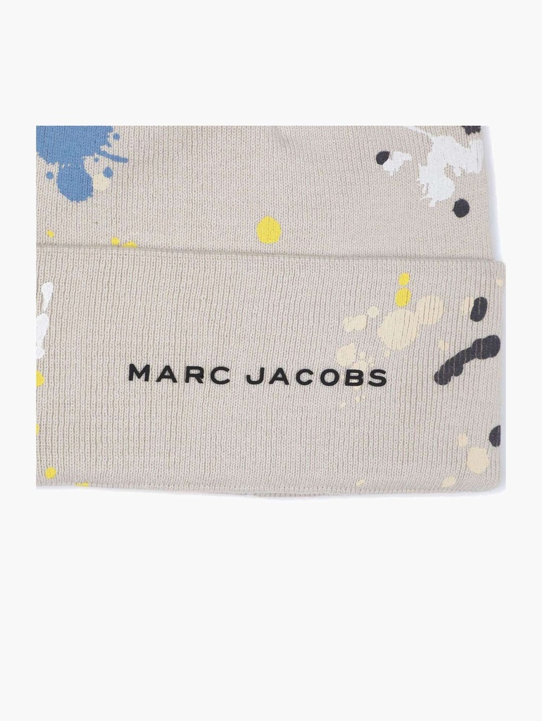 MARC JACOBS I Beige Gebreide Muts Met Verfspatten