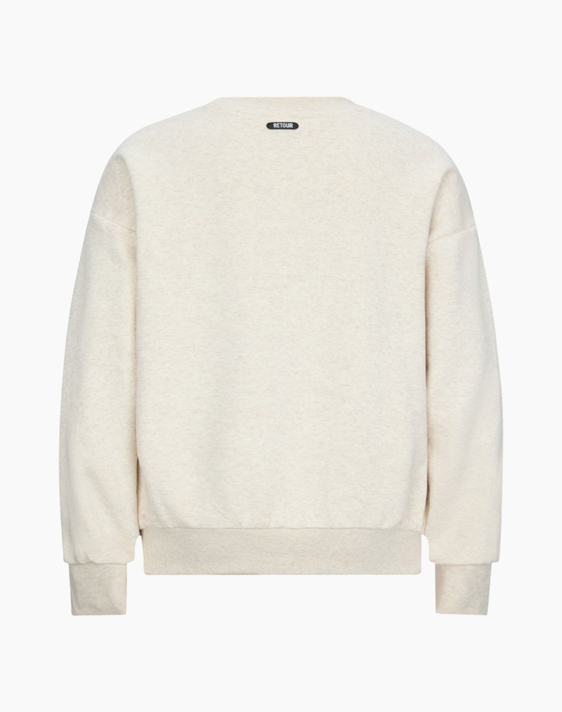 RETOUR I Beige Sweater met Blauw RR-Logo