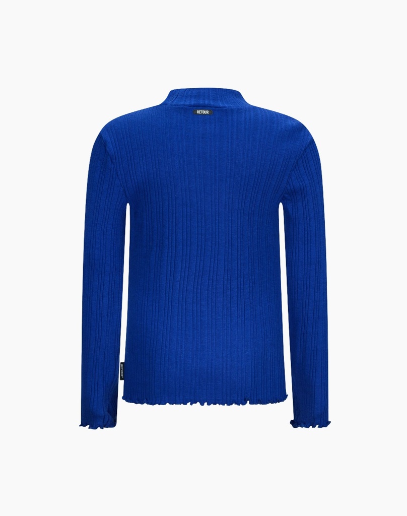 RETOUR I Kobaltblauwe Ribgebreide Trui