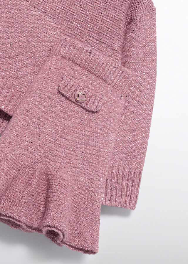 ABEL & LULA I Gebreide Roze Set met Ruchesrok