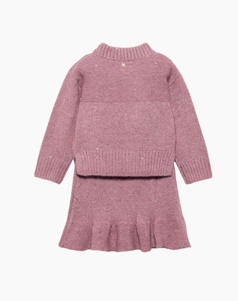 ABEL & LULA I Gebreide Roze Set met Ruchesrok