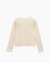 Crèmekleurige Gebreide Trui met Geribde Structuur