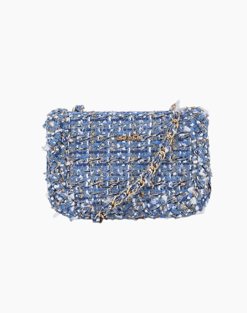 Blauw Tweed Rokje Met Plissé