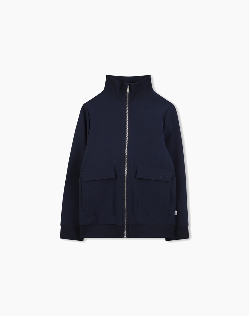 Veste Bleu Foncé à Col Montant