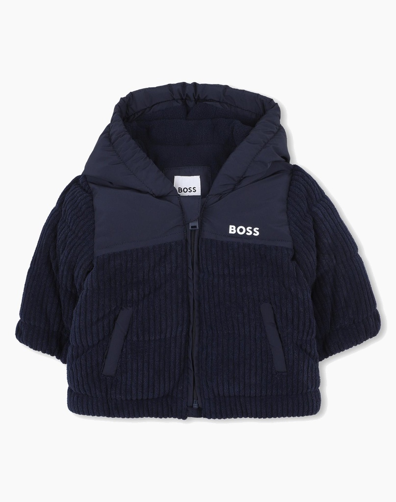 Donkerblauwe Ribfluwelen Jas