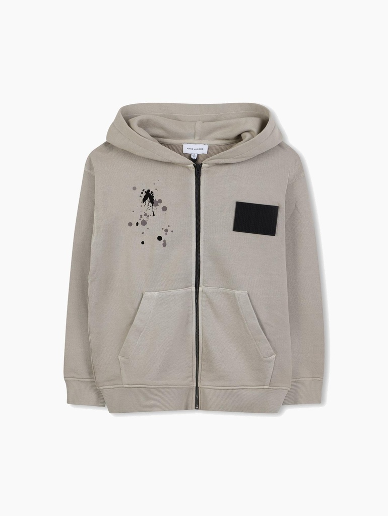 Sweat À Capuche Beige Zippé Avec Imprimé 
