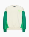 Cream Sweatshirt with Green Sleeves and NYC Print