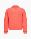 Pull tricot corail à motif torsadé 