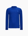 Cobalt Blue Ribbed Sweater with Mock Neck