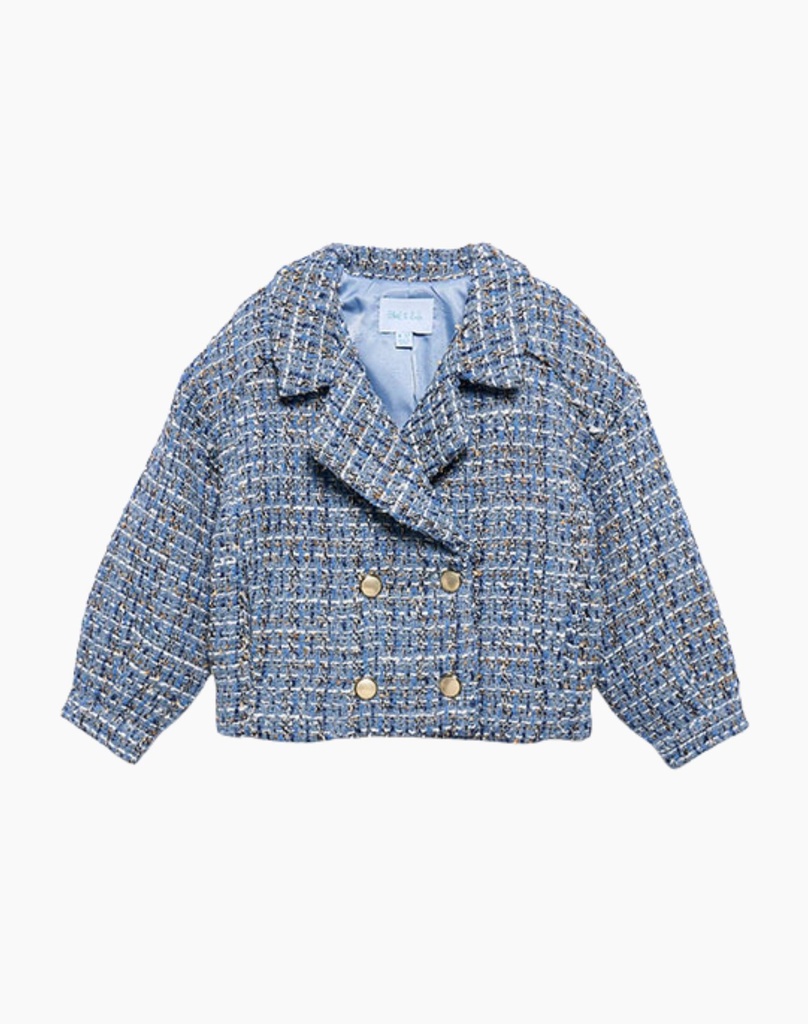  Blue Tweed Jacket With Gold Buttons 