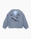 Veste En Tweed Bleue À Boutons Dorés