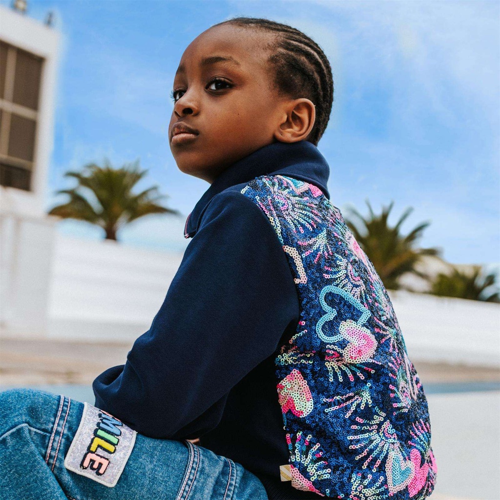 Pull bleu foncé à paillettes