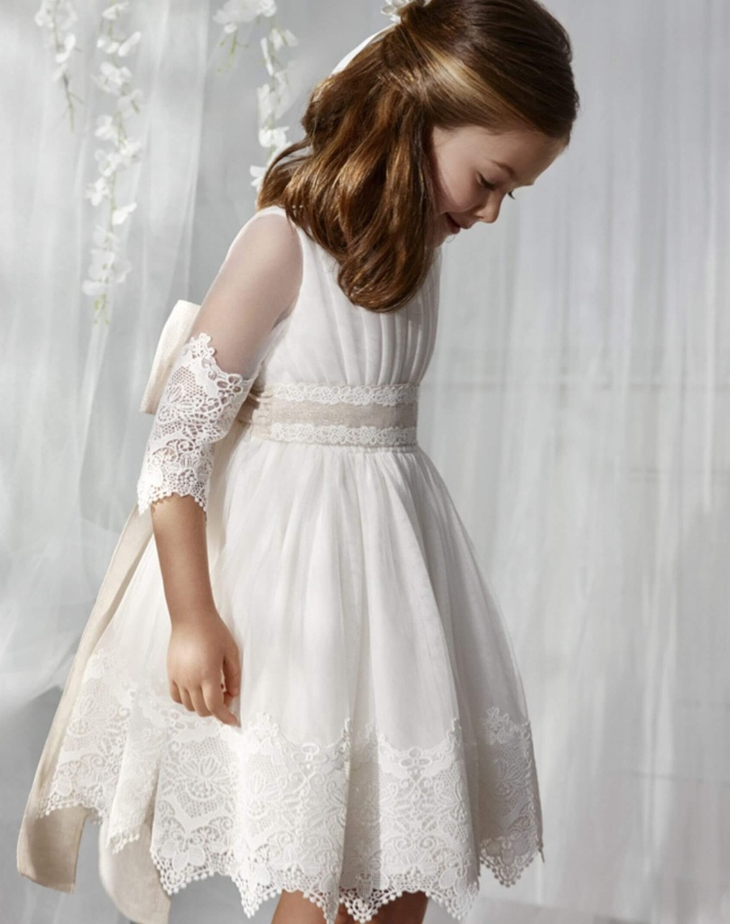 Robe de Fête en Dentelle avec Nœud