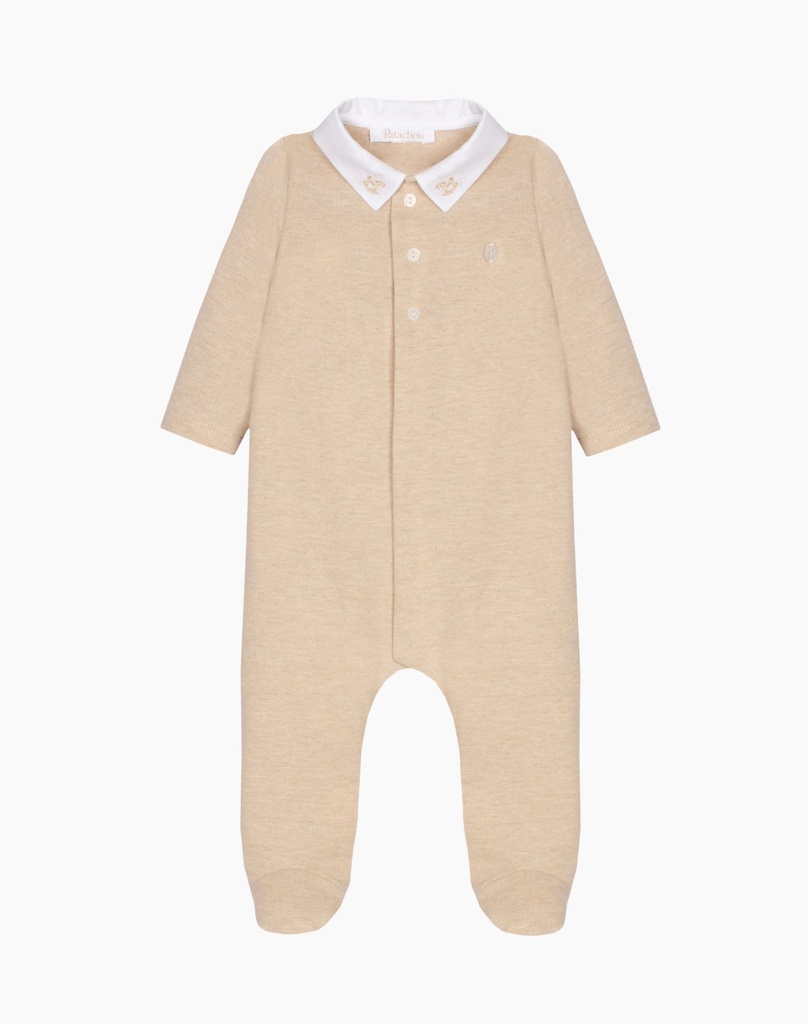 Classic Baby Sleepsuit with White Collar