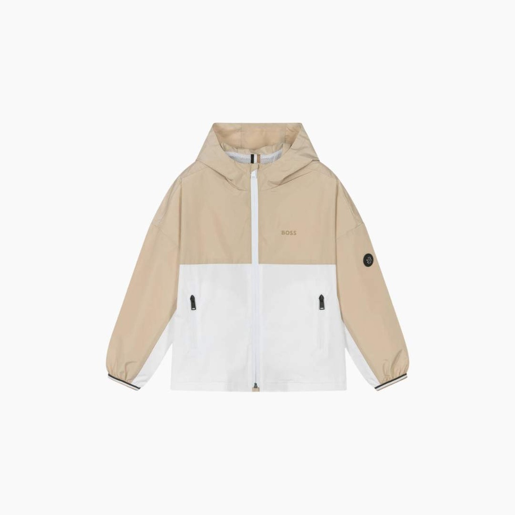 Beige & White Windbreaker